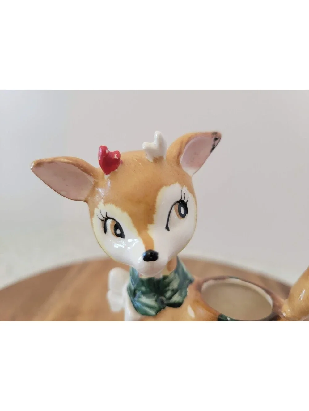 Vintage Lefton Christmas Reindeer Candleholders Set of 2 Japan 1269 Whimsical